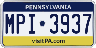 PA license plate MPI3937