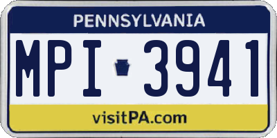 PA license plate MPI3941