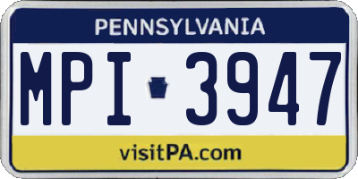 PA license plate MPI3947