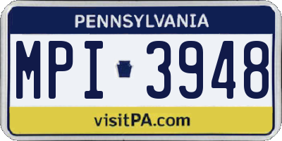 PA license plate MPI3948