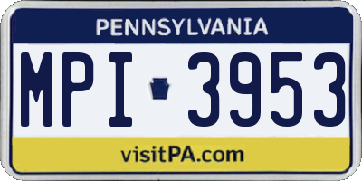 PA license plate MPI3953