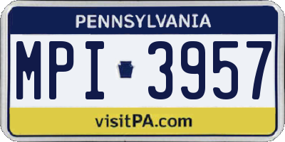 PA license plate MPI3957