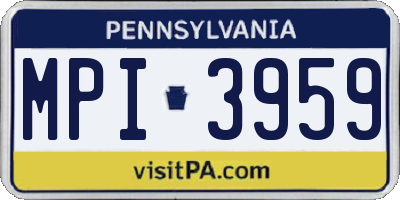 PA license plate MPI3959