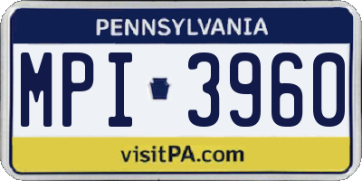 PA license plate MPI3960