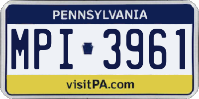 PA license plate MPI3961