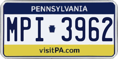 PA license plate MPI3962