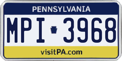 PA license plate MPI3968