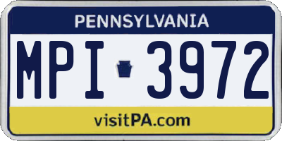 PA license plate MPI3972