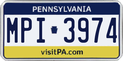 PA license plate MPI3974