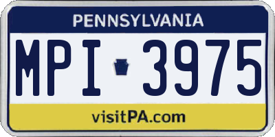 PA license plate MPI3975
