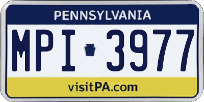 PA license plate MPI3977
