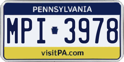 PA license plate MPI3978