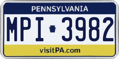 PA license plate MPI3982