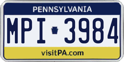 PA license plate MPI3984