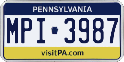 PA license plate MPI3987