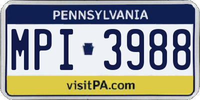 PA license plate MPI3988