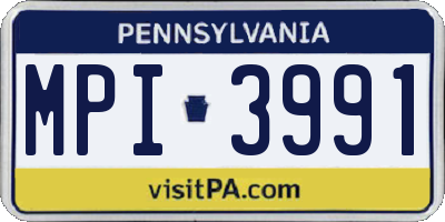 PA license plate MPI3991