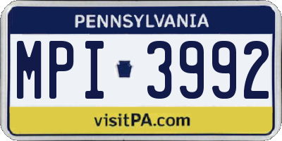 PA license plate MPI3992