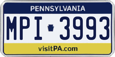 PA license plate MPI3993