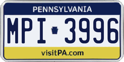 PA license plate MPI3996