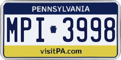 PA license plate MPI3998