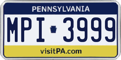 PA license plate MPI3999