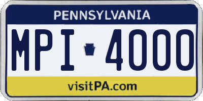 PA license plate MPI4000