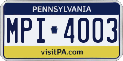 PA license plate MPI4003