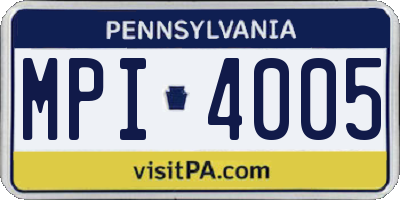 PA license plate MPI4005