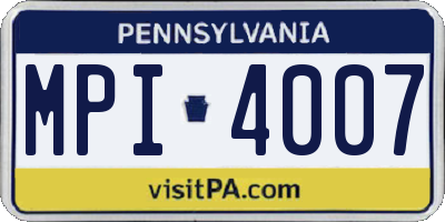 PA license plate MPI4007