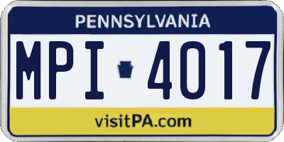 PA license plate MPI4017