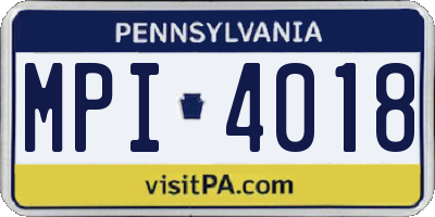 PA license plate MPI4018