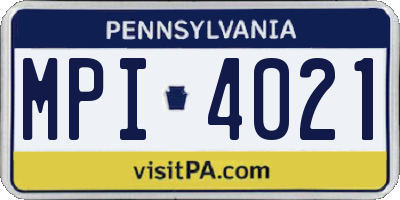 PA license plate MPI4021