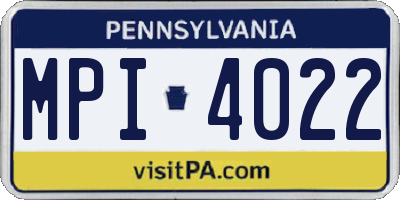 PA license plate MPI4022