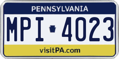 PA license plate MPI4023