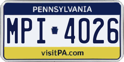 PA license plate MPI4026