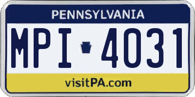 PA license plate MPI4031