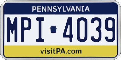 PA license plate MPI4039