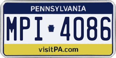 PA license plate MPI4086