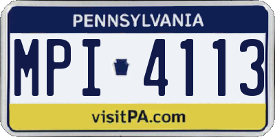 PA license plate MPI4113