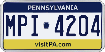 PA license plate MPI4204