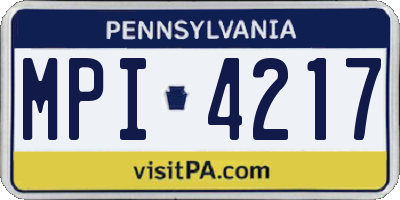 PA license plate MPI4217