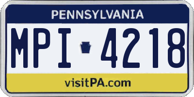 PA license plate MPI4218
