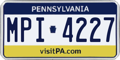 PA license plate MPI4227