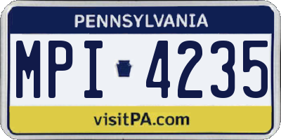 PA license plate MPI4235