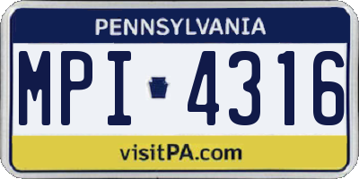 PA license plate MPI4316