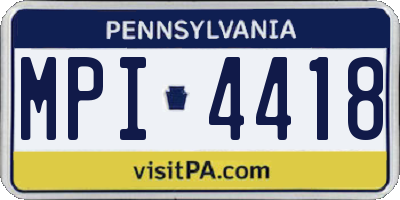 PA license plate MPI4418