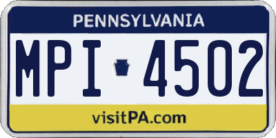 PA license plate MPI4502