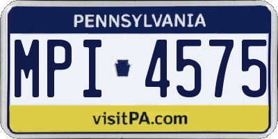PA license plate MPI4575