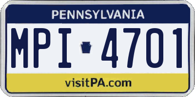 PA license plate MPI4701